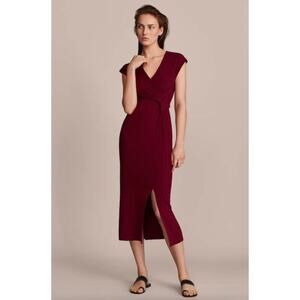 NEW Massimo Dutti Women's Maroon Ribbed Knot Knit Textured Dress Size Medium